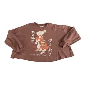 Grayson Threads Womens Neck Sweatshirt Long Sleeve Happy New Year Rabbit M